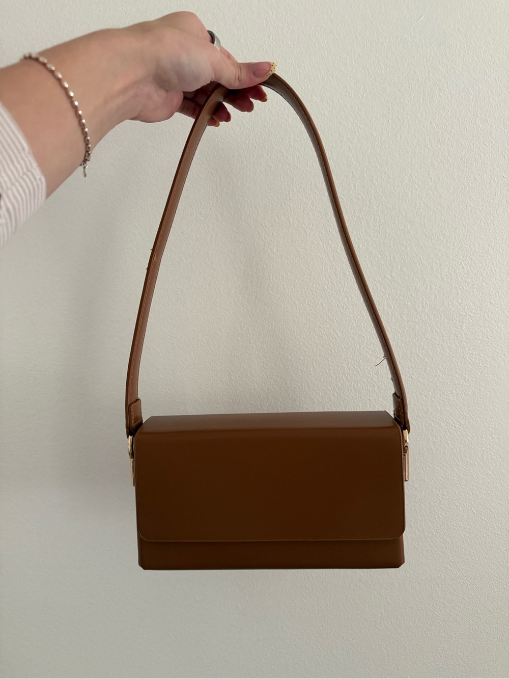 Madison West Brown Structured Shoulder Bag